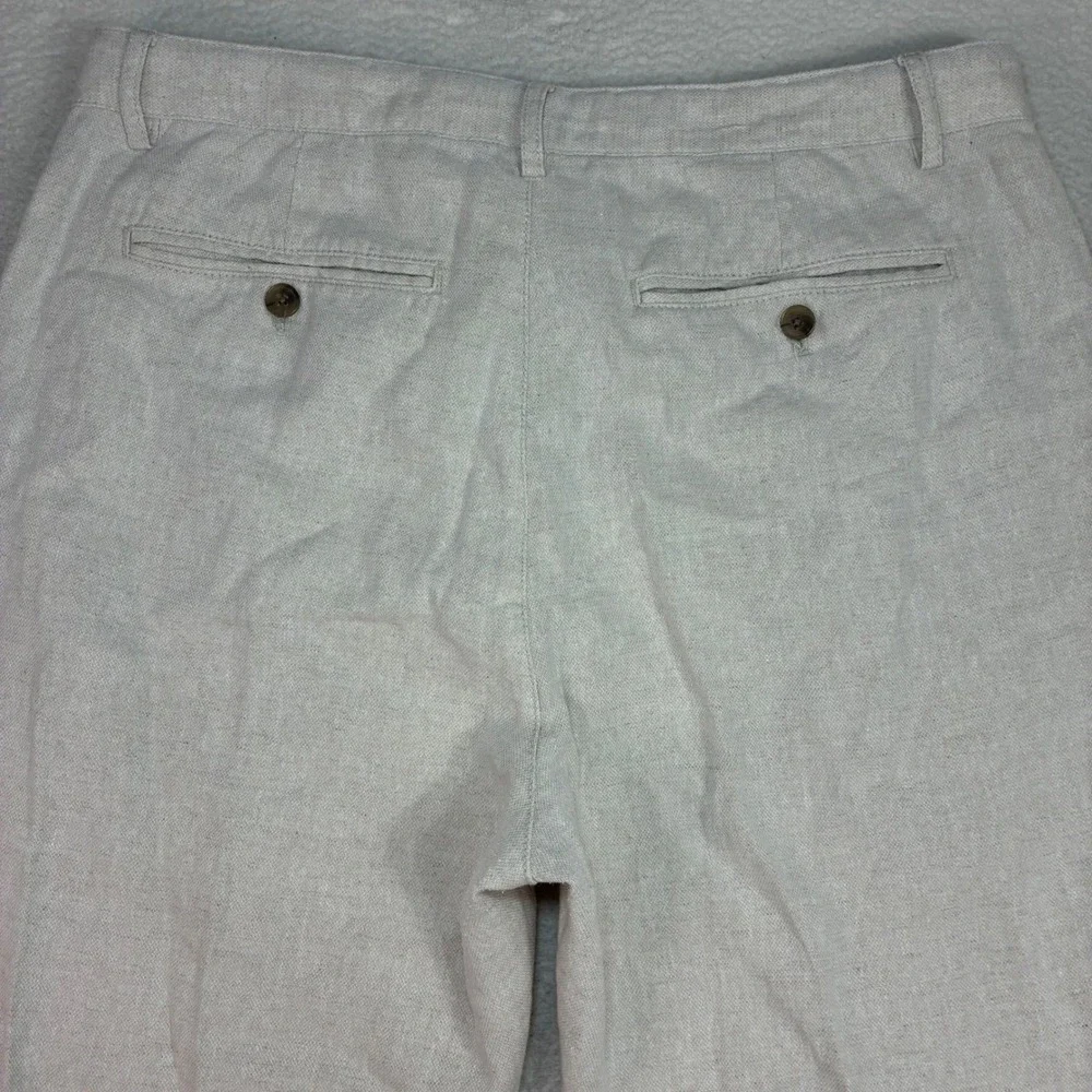 Banana Republic Linen Blend Pants Men 32x30 Beige Slim Straight Chino Summer